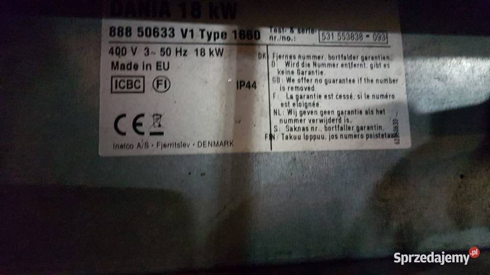 nagrzewnica elektryczna 18kW 18 kW Dania 2sztuki lubuskie Gorzów Wielkopolski