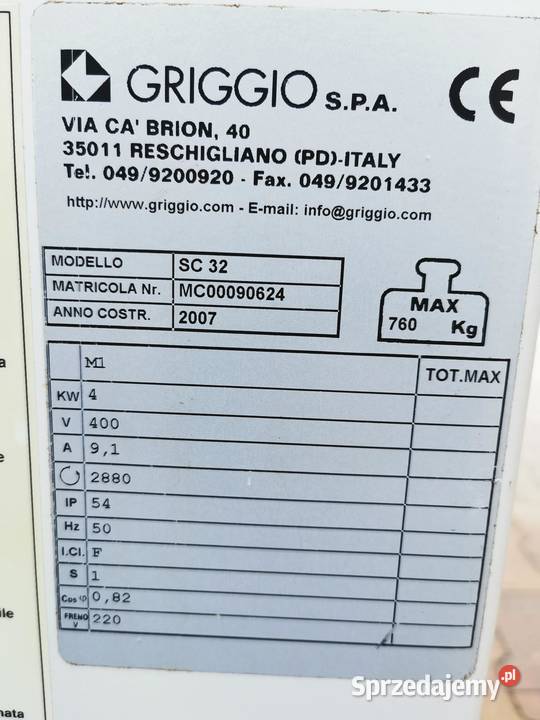 Piła formatowa formatówka Griggio SC 32 Biznes i Przemysł Zdziechowice