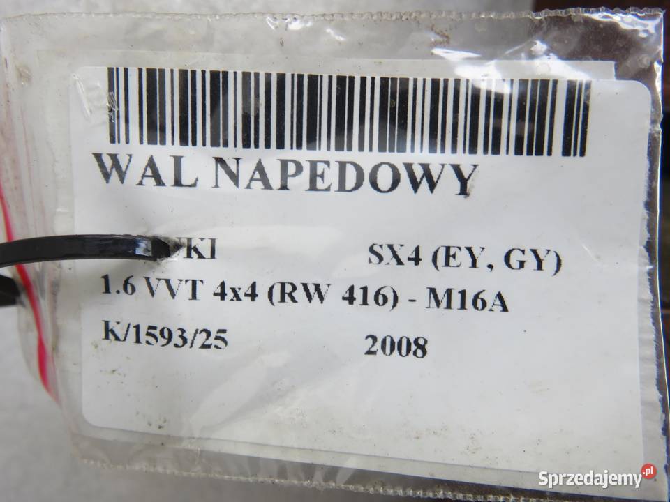 WAŁ NAPĘDOWY SUZUKI SX4 16 4x4 Wały napędowe sprzedam