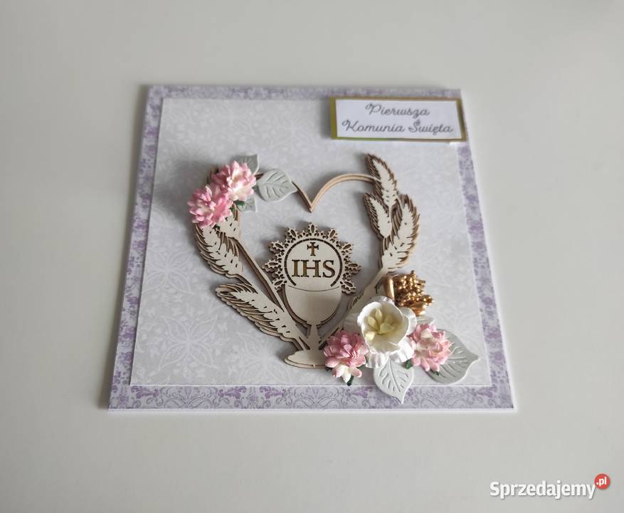 Kartka ręcznie robiona na Komunię Świętą z Łódź