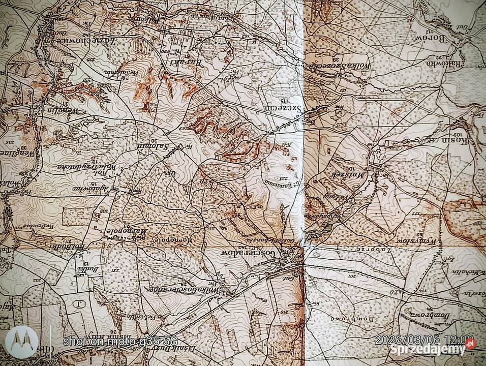 Pruska mapa sztabowa czasu wielkiej wojny Antykwariat Bychawka Trzecia