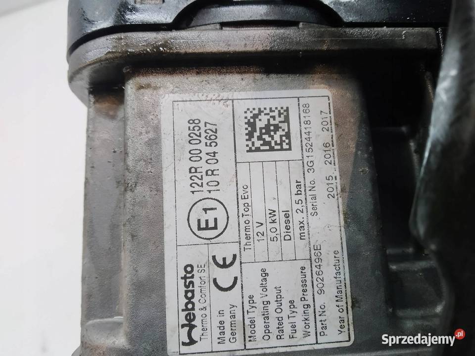 OGRZEWANIE POSTOJOWE WEBASTO 9026496E Volvo XC Rok produkcji 2015