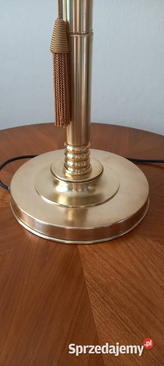 Duża mosiężna lampa klosz z koralikami łódzkie