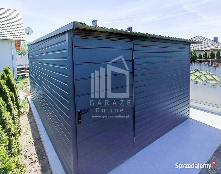 GARAŻ BLASZANY 3m x 6m spad tył Brama drzwi małopolskie Brzesko