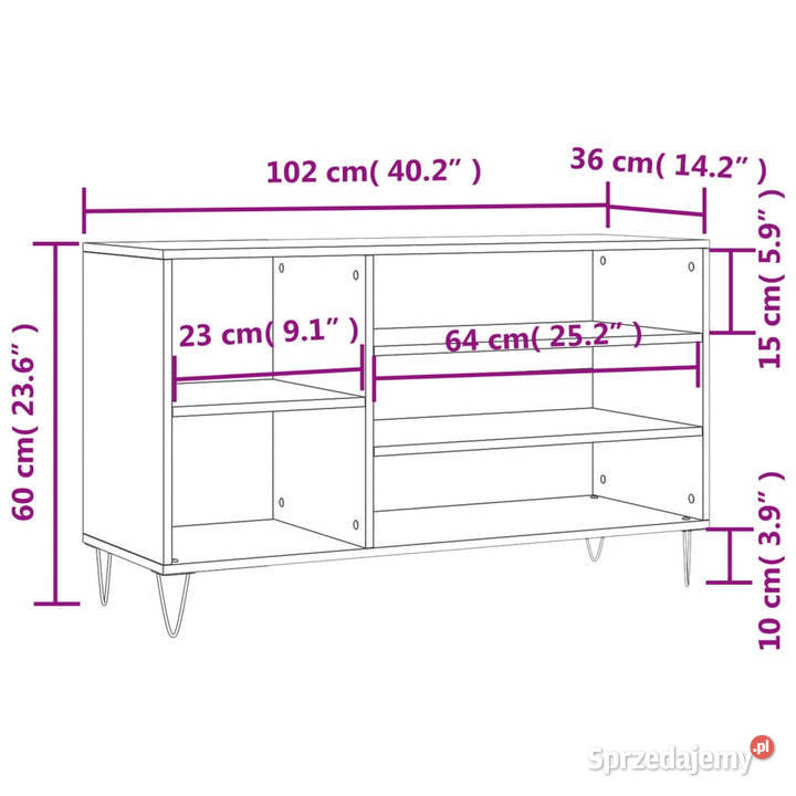 Szafka na buty wysoki połysk biała 102x36x60