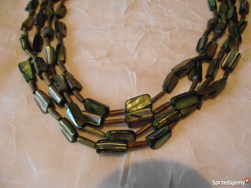 NASZYJNIK Z CIĘTYCH MUSZLI PERŁOWYCH I TOCZONYCH sprzedam