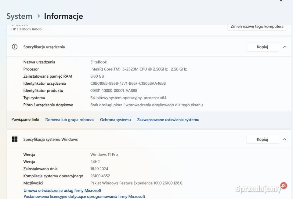 Laptop HP EliteBook 8460p Intel Core i5 8 GB RAM Tarnów