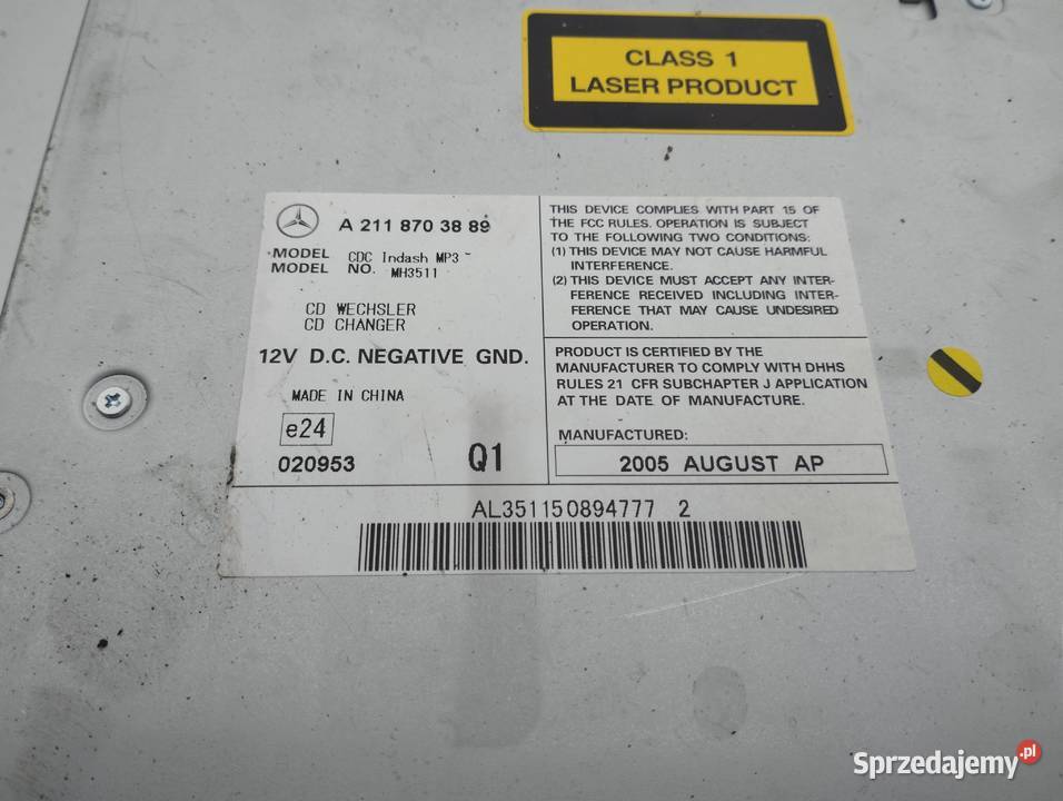 Zmieniarka płyt ORYGINAŁ CD CDC Mercedes W211 Kamień Pomorski