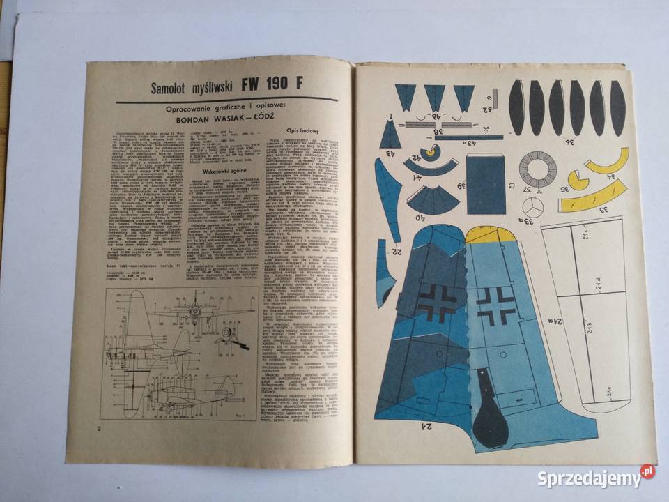 Mały Modelarz 31991 Samolot myśliwski FW 190 F 1 Modelarstwo śląskie Dąbrowa Górnicza