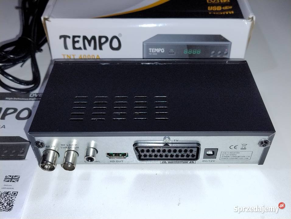 Dekoder Tuner DVBT2 Tempo TNT 4000A Komplet Witnica