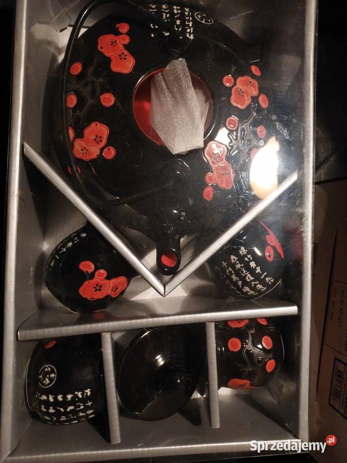 Serwis do herbaty czarny z czajnikiem Nowy dolnośląskie Wrocław sprzedam