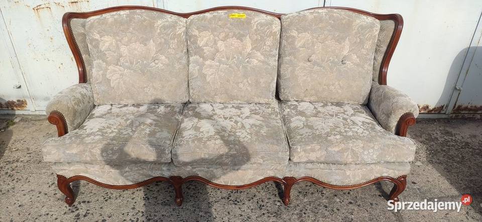 Stylowa sofa trzyosobowa ludwik orzech kanapa Gryfice