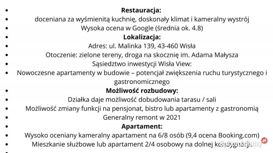 Nieruchomość komercyjna WIsła Malisnka