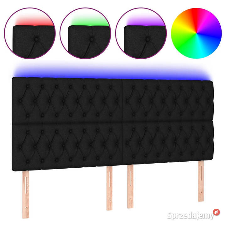 Zagłówek do łóżka z LED czarny 200x7x118128 mazowieckie Warszawa