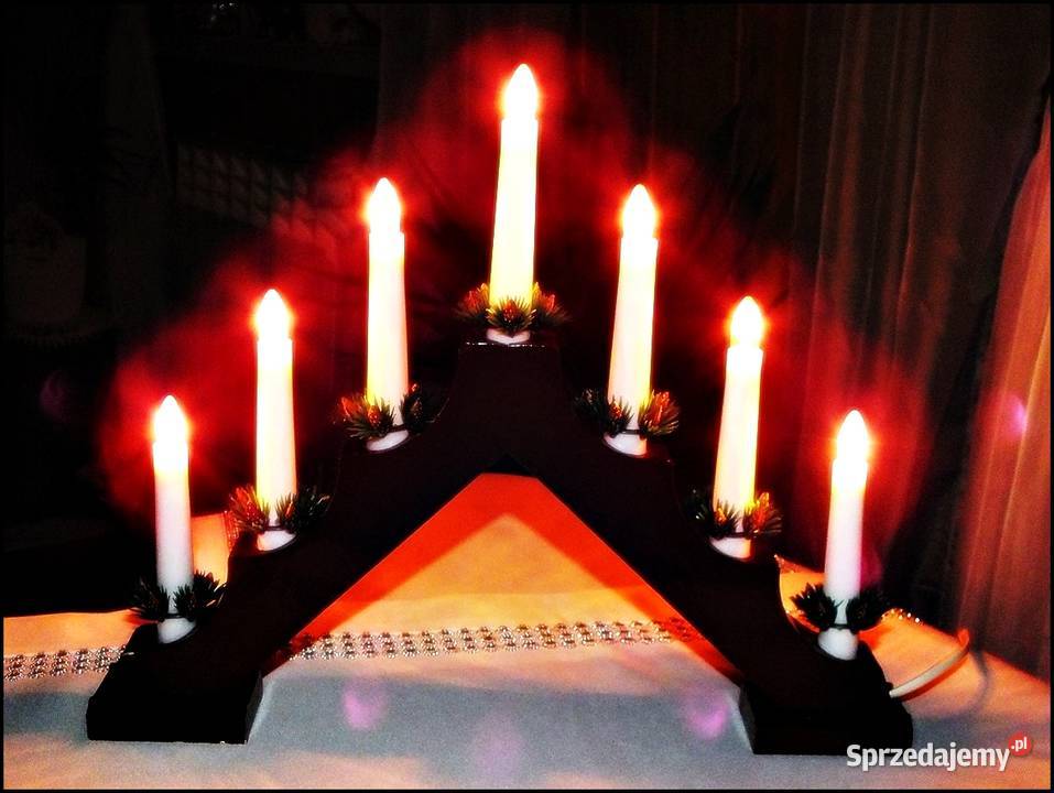 Świecznik drewniany świąteczny na okno