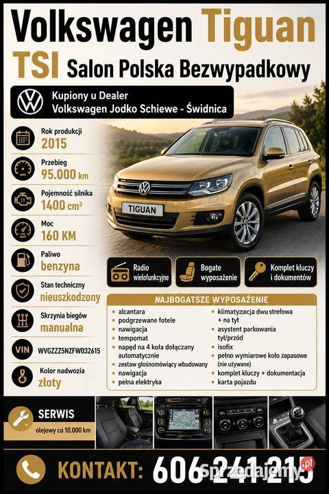 Volkswagen Tiguan Salon Polska 90000 1400cm3 Żarów sprzedam