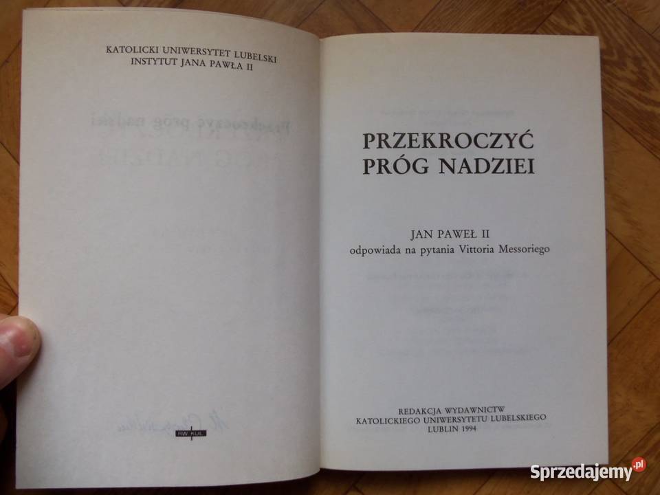 Przekroczyć próg nadziei Jan Paweł II Rok wydania 1994 Głuchołazy