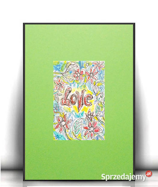 love obrazek A4 love plakat do domu zielony Dom i Ogród Opole
