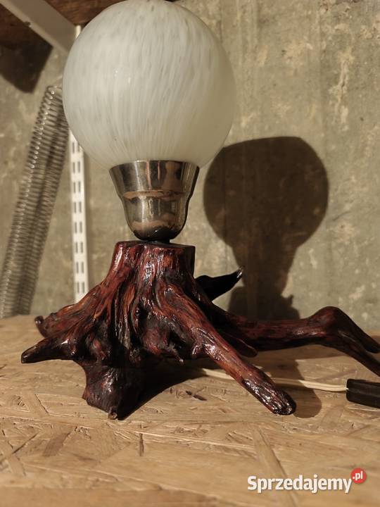 Lampa stojąca PRL Vintage na pniu korzeniu Dębica