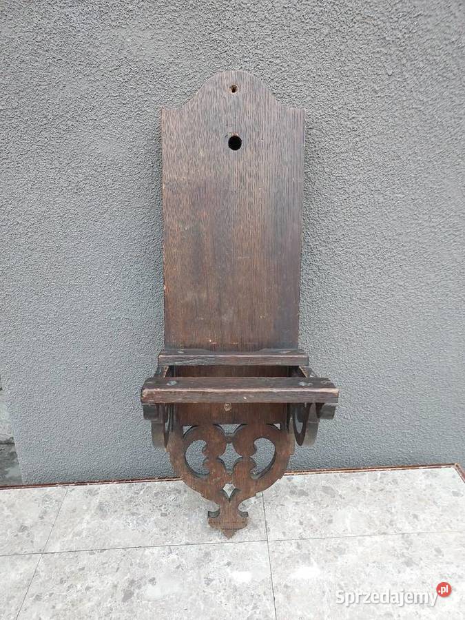Stara rzeźbiona półka drewniana kwietnik Tczew