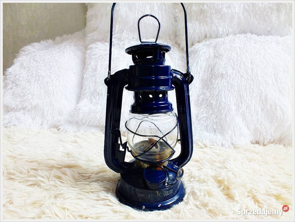 Mała Lampa naftowa GRANATOWA Piękna i sprawna do Oświetlenie Żary