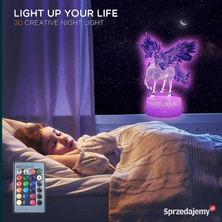 Nowa Piękna Nocna lampka Ledowa lampa Jednorożec Poraj