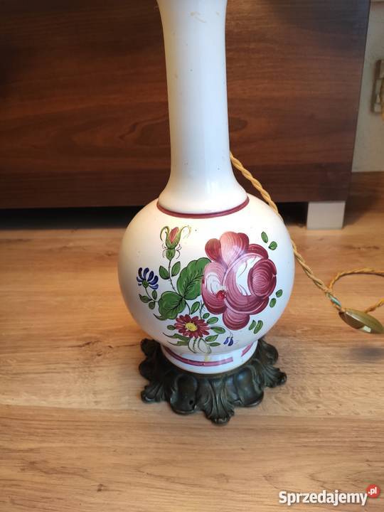 Stylowa lampa stojąca porcelana mosiądz Budzyń sprzedam