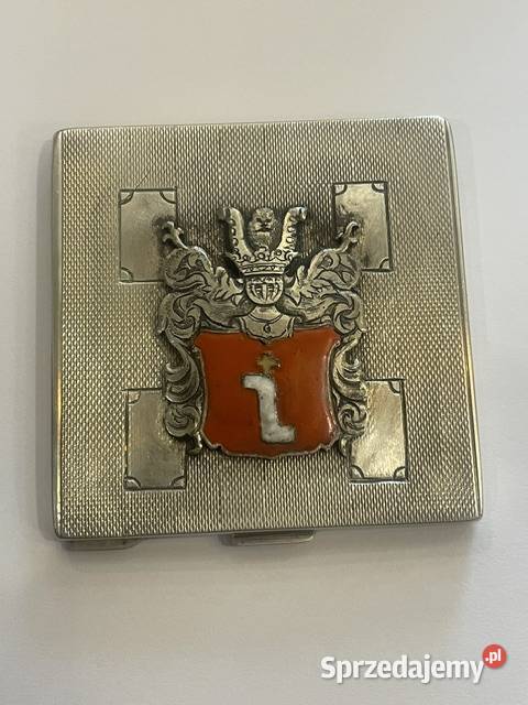 Srebrna pudernica 800 88 g z herbem Szreniawa