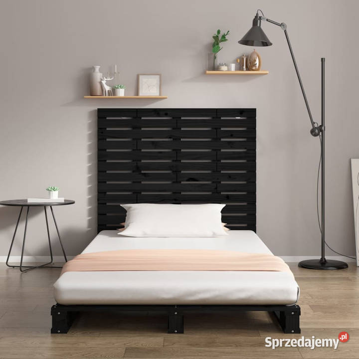 Wezgłowie łóżka czarne 126x3x915 lite drewno