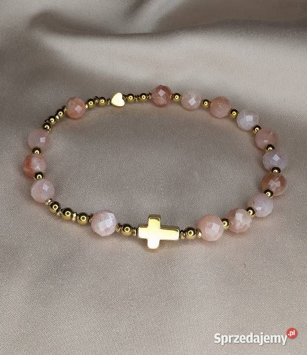 Bransoletka różaniec kamień słoneczny krzyżyk Kraków