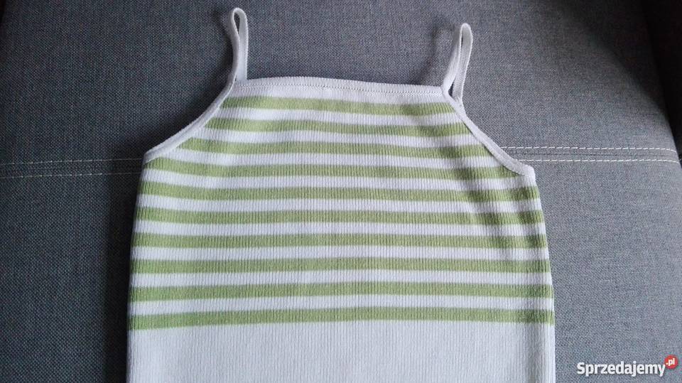 BIAŁY TOP W PASY W KOLORZE LIMONKI R 3638 zielony