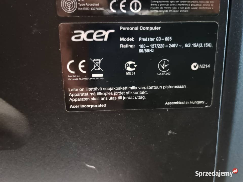 Komputer stacjonarny Acer Predator i 5 Wągrowiec