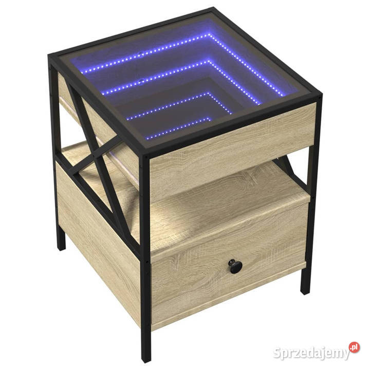 Stolik nocny z LED Infinity dąb sonoma 40x40x51 Warszawa