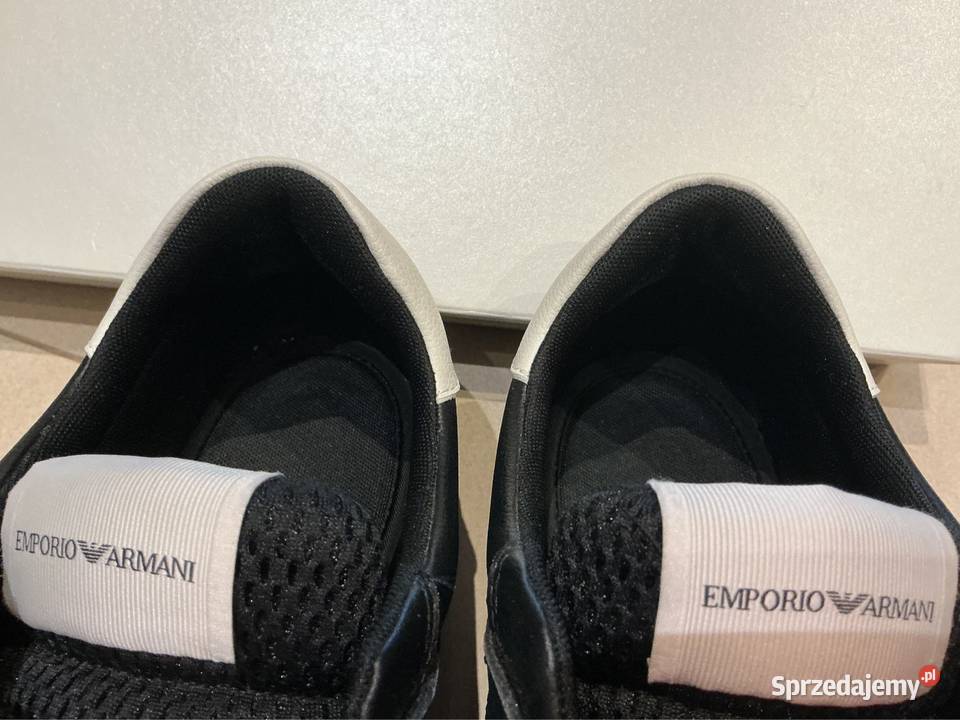 Sneakersy Skórzane Czarne Męskie Emporio Armani Nowa Sól