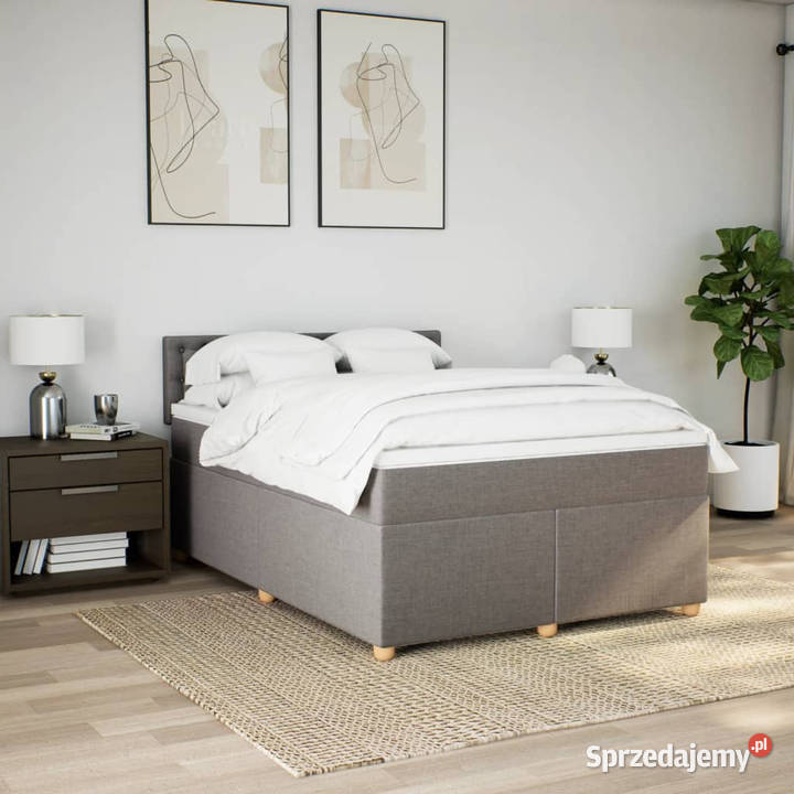 Łóżko kontynentalne z materacem taupe tkanina 100cm Warszawa sprzedam