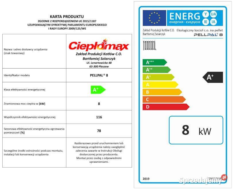 Kocioł piec co 12kW z podajnikiem na pellet