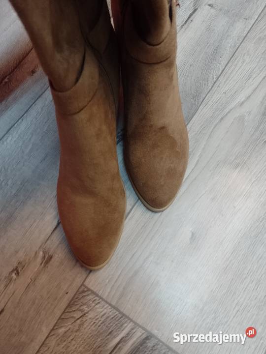 40 Brązowe biznesowe Kozaki wieczorowe na słupku małopolskie Kraków