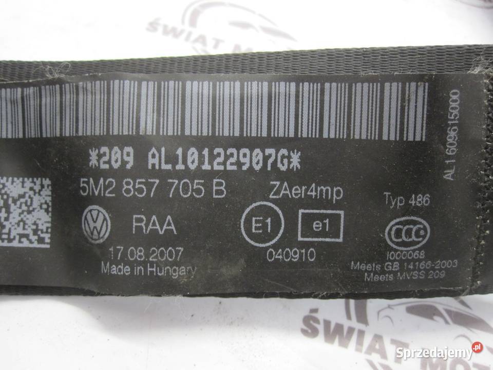 VW GOLF V PLUS 07r pas bezpieczeństwa lewy przód Kielce