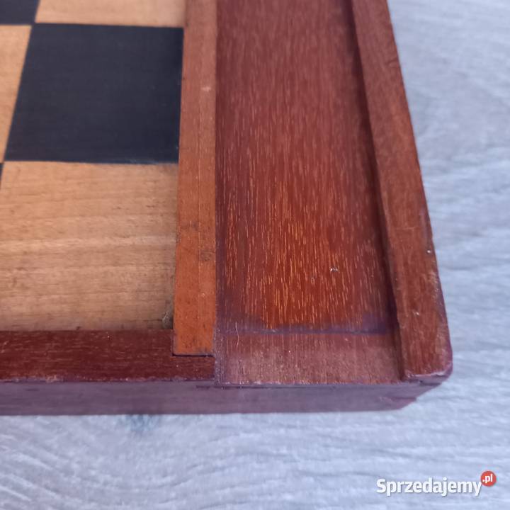 Stare drewniane warcaby z lat 50tych dwustronna Warszawa