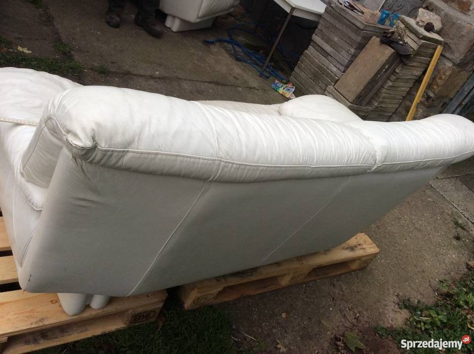 Komplet wypoczynkowy skórzany w kolorze bialym Kobylnica