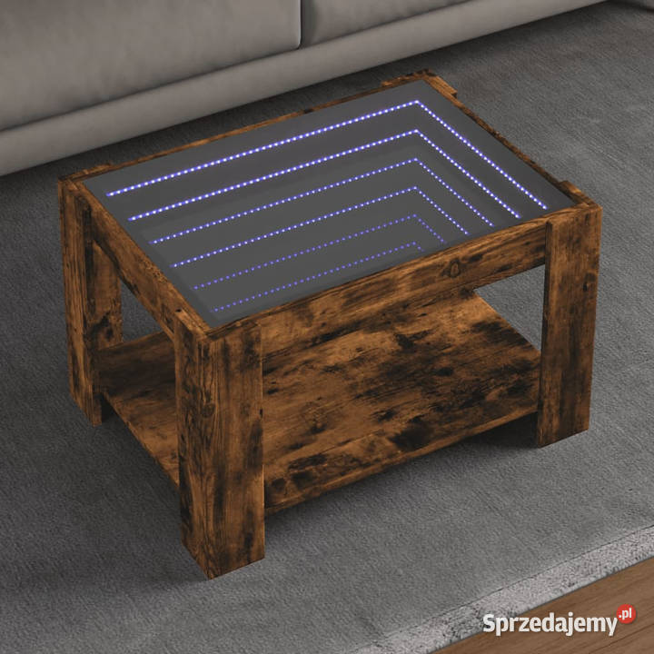Stolik kawowy z LED opalany dąb 73x53x45 Warszawa