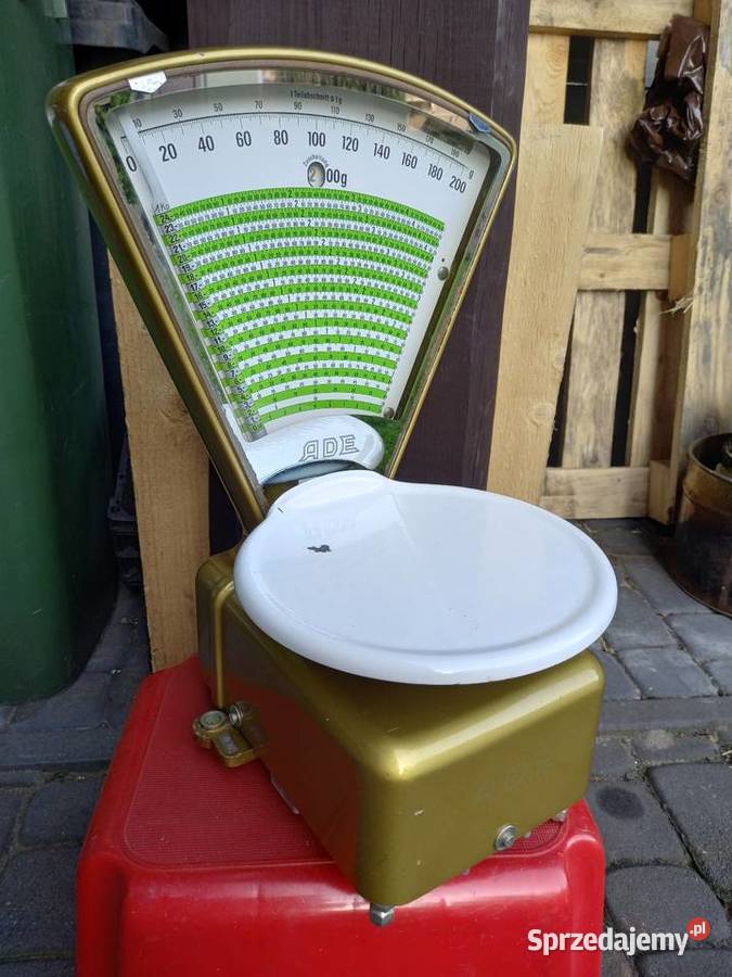 Stara zabytkowa waga sklepowa firmy ADE PRL Wagi i miarki kuchenne Rawicz