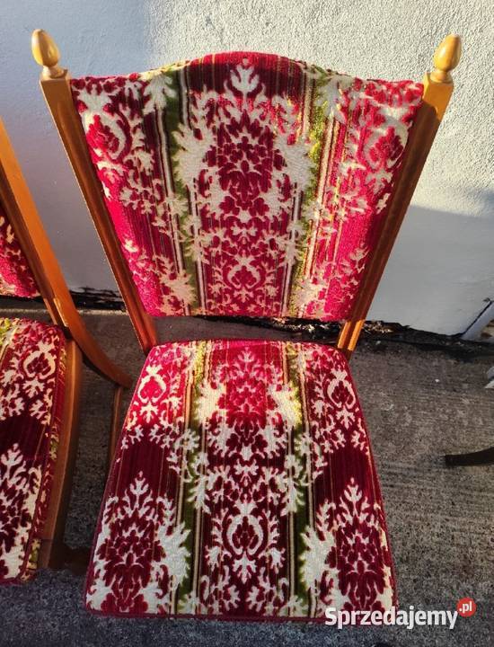 Komplet krzeseł vintage fotele lite drewno Wałbrzych