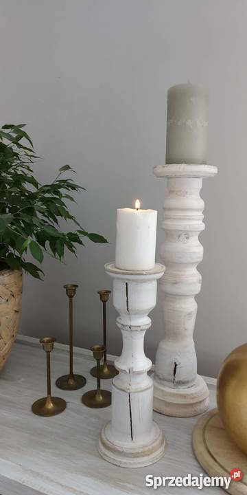 Rustykalny Świecznik drewniany ręcznie toczony Oleśnica