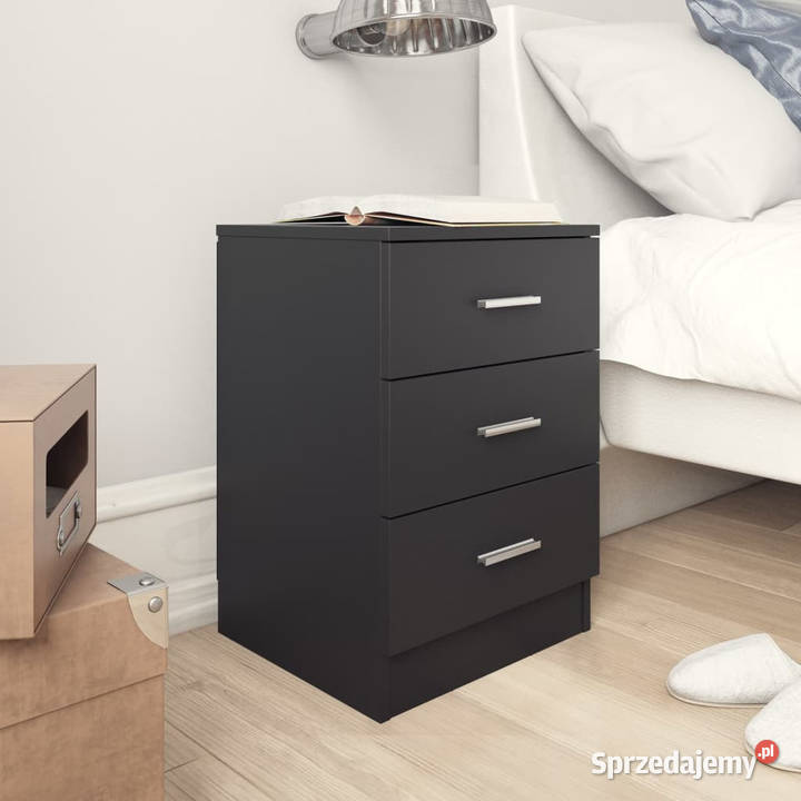 Szafki nocne 2 czarne 38x35x56 materiał