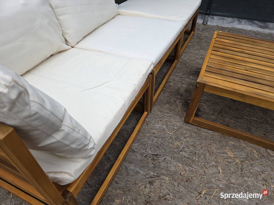 Duża sofa ogrodowa stół poduszki drewno Wschowa