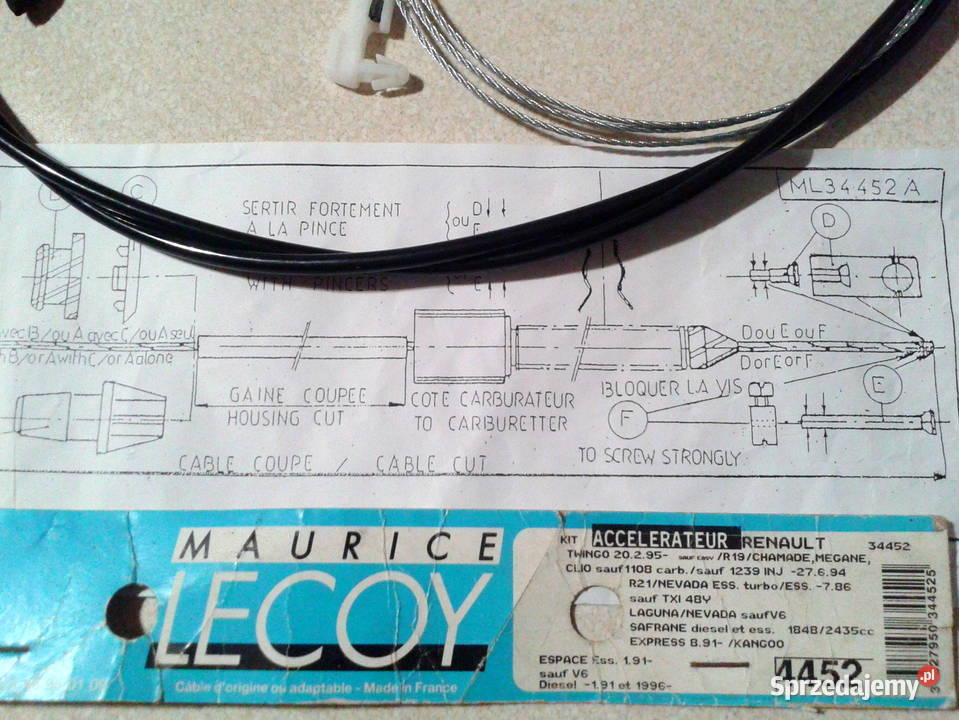 Linka gazu orginalna Renault ChamadeR19Laguna i Wieliczka