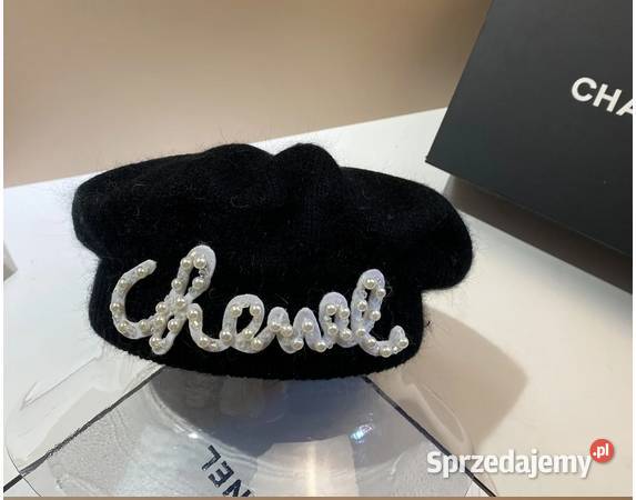 beret z angorki biały czarny Nakrycia głowy Warszawa sprzedam
