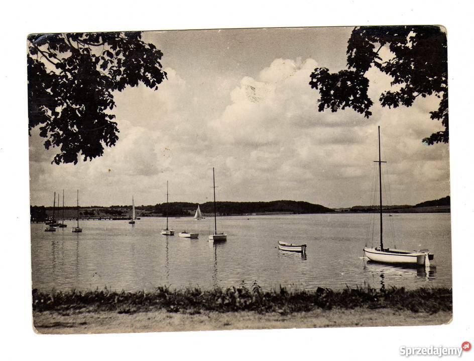 OLSZTYN JEZIORO KRZYWE POCZTÓWKA CZARNO BIAŁA Krynki
