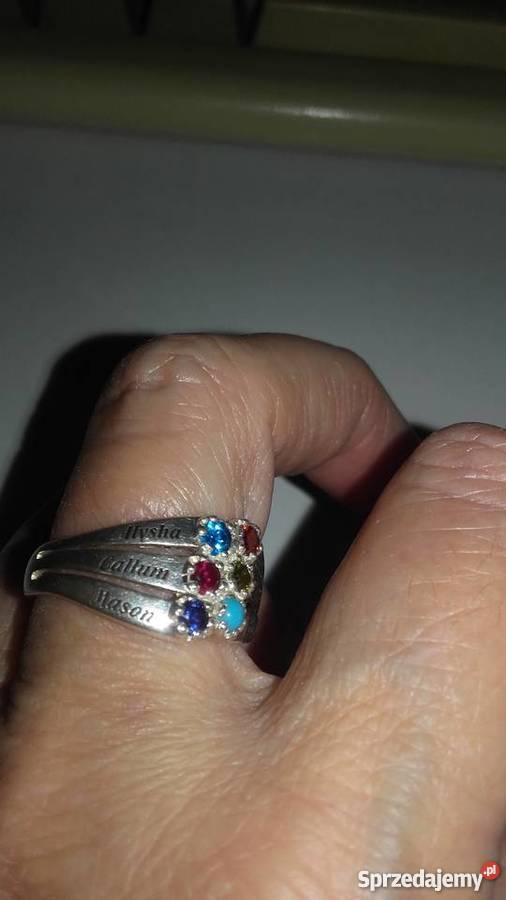 Masoński Srebrny pierścionek rubin Nowy Sącz